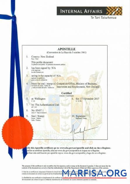 Downloadable New Zeland Certificate of Incorporation example